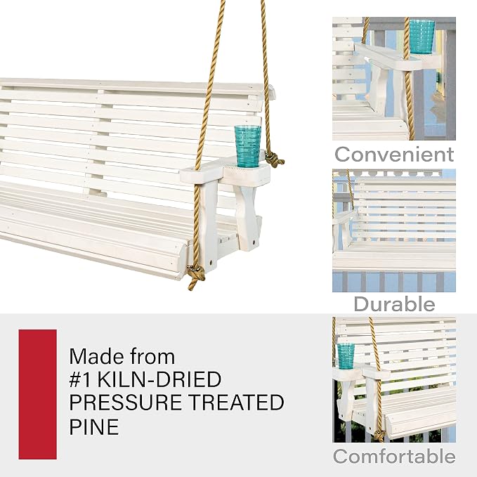 Amish Casual Heavy Duty 800 Lb Roll Back Treated Porch Swing - Image 5
