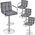 Yaheetech Velvet Bar Stools Set of 4, Adjustable Barstools by Yaheetech