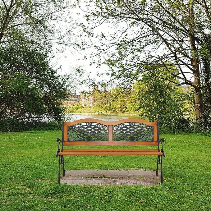 Outvita 49.5in Garden Bench, Patio Wood Love Seat - Image 7