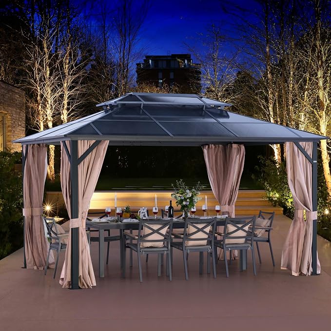 LeDoasis 10' X 13' Permanent Hardtop Gazebo, Outdoor Polycarbonate Double Roof - Image 2