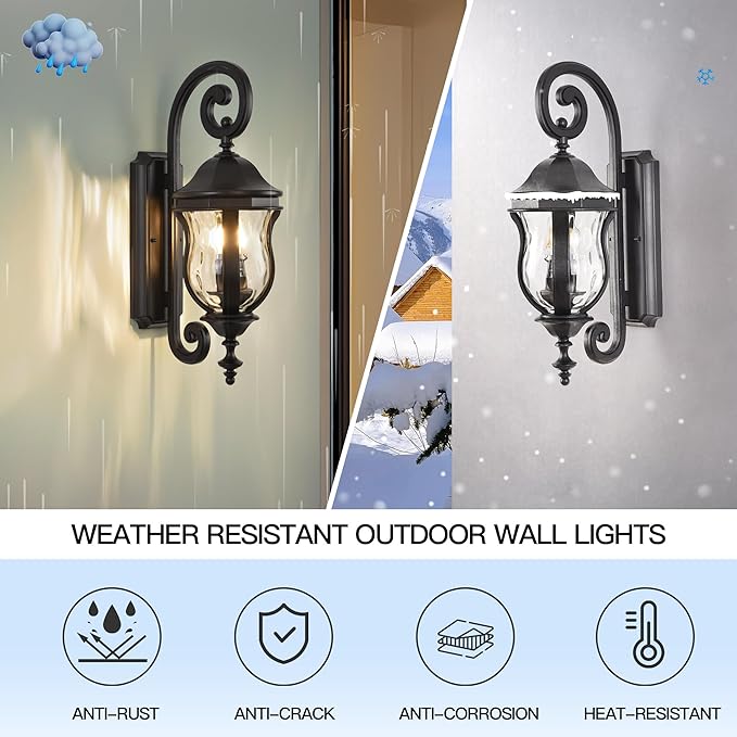 Outdoor Wall Sconces, 22.8" H Large Exterior Wall Lanterns, Waterproof Exterior - Image 3