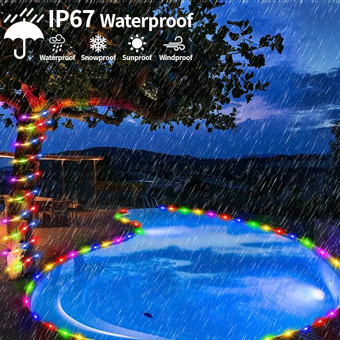 Solar Rope Lights 98FT Waterproof 300LEDs, Rechargeable Solar String Light - Image 3