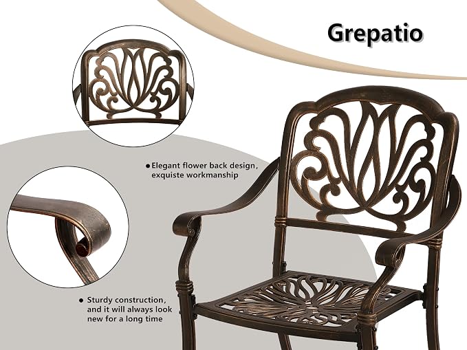 Grepatio 7 Piece Patio Dining Set Outdoor Dining Set Cast Aluminum Furniture Set - Image 2