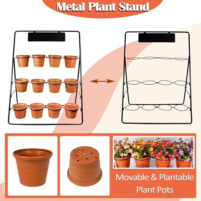 Sunnyglade 3-Tier Metal Plant Stand Rack Multiple Flower Pot Holder Shelf - Image 4