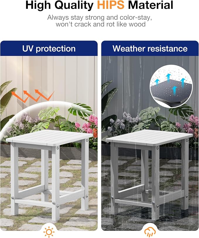 YEFU Outdoor Side Table for Patio: 16" HIPS Weather - Image 5