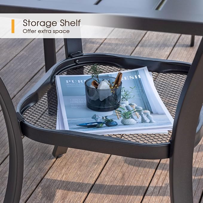 VICLLAX Small Patio Dining Table, No Umbrella Hole, Dark Grey Tabletop - Image 4