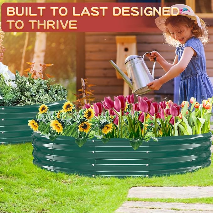 Durable Round Galvanized Steel Raised Garden Bed - Image 6