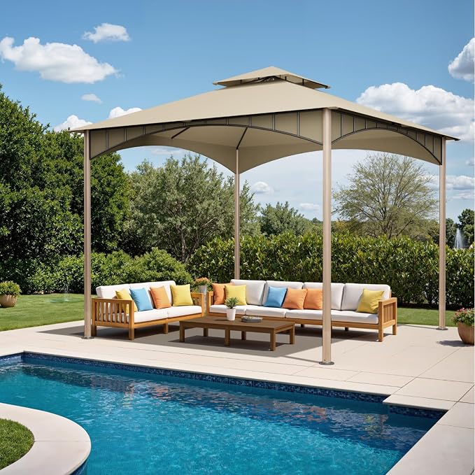 Patio Gazebo 10x10, Outdoor Gazebos, Heavy Duty Gazebo Soft Top Gazebos by Sannwsg