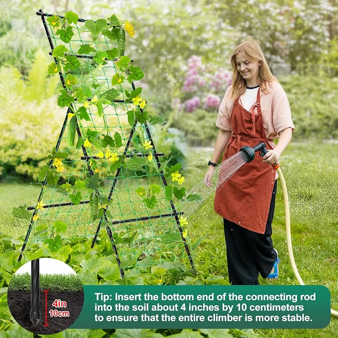 Cucumber Trellis for Raised Bed, 6ft Metal A-Frame Garden Trellis for Climbing - Image 6