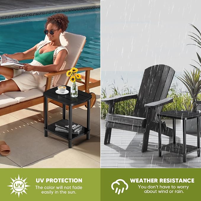 Outdoor Side Table, Adirondack Outdoor Patio Table, Bamboo Small Patio End - Image 6