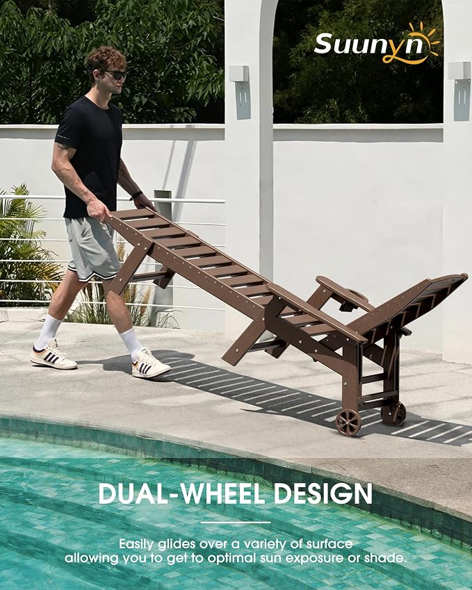 Lounge Chair Outdoor Set of 2, HDPE Chaise Lounge Outdoor - Image 3