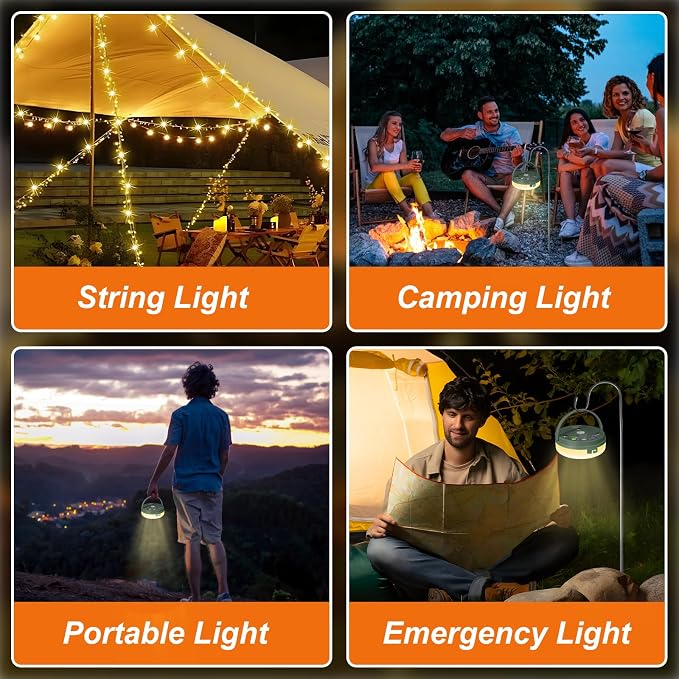 HELESIN Camping Light USB Rechargeable Waterproof Portable Stowable String Light - Image 3