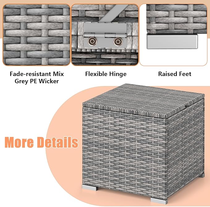 RELAX4LIFE Wicker Outdoor Storage Ottoman - Image 7