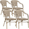 PURPLE LEAF Outdoor Dining Chair Set of 4 Hand-Woven Aluminum Wicker Chair by PURPLELEAF