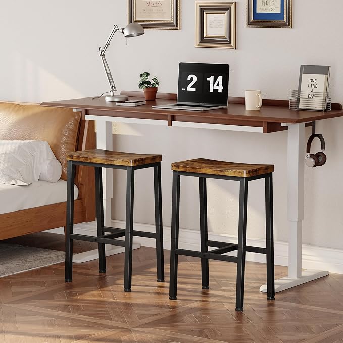 Homeiju Bar Stools, Counter Height Bar Stools Set of 2, 23.6 Inch Saddle Stools - Image 8