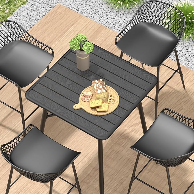C-Hopetree 41" Counter Height Bar Table, Square Metal Pub Bistro Cocktail Table - Image 6