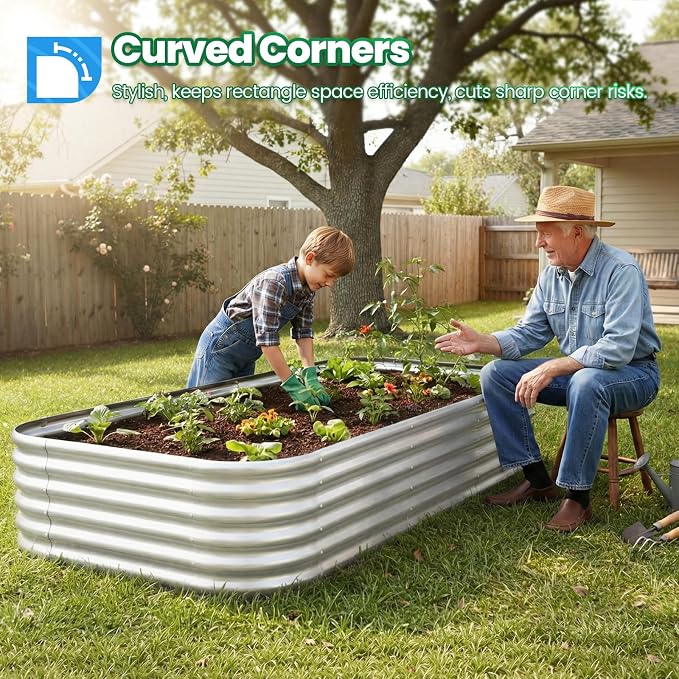 Quictent Raised Garden Bed Kit Oval Galvanized Metal Planter Box Tall - Image 2