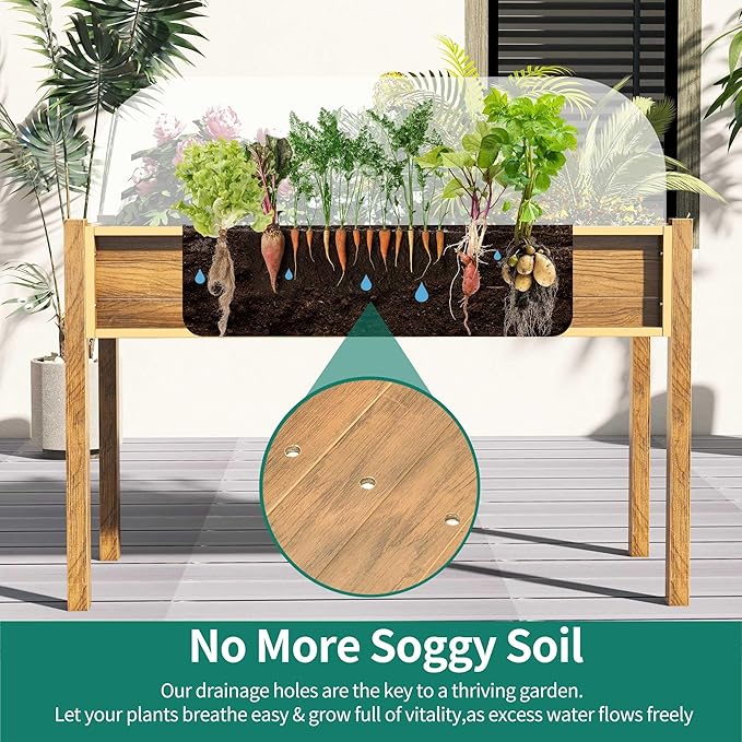 YITAHOME 48x18x30in Raised Garden Bed, Weather Resistant Poly Lumber Planter Box - Image 2