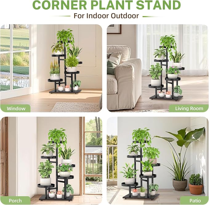 iDavosic.ly 5 Tier Plant Stand Indoor, Tiered Corner Metal Wood Multiple Flower - Image 4