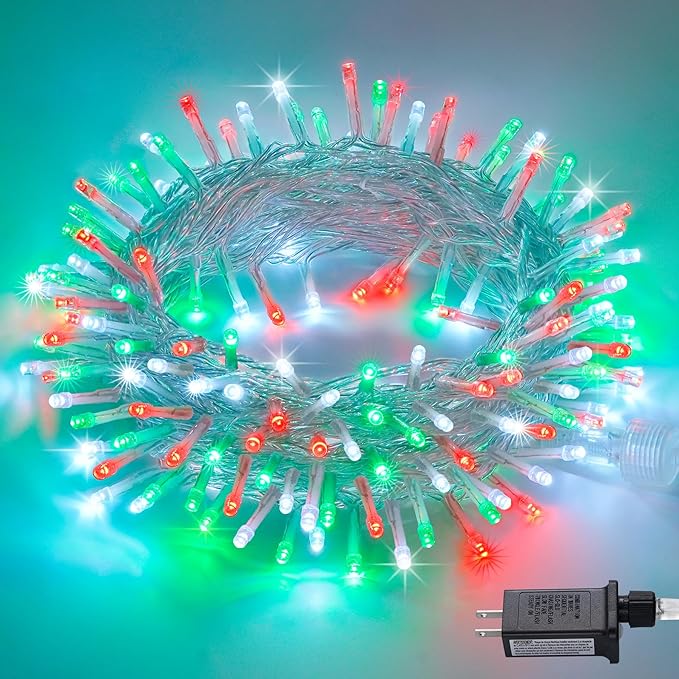 JMEXSUSS 200 LED Red White and Green Christmas Lights Outdoor, 66ft String by JMEXSUSS