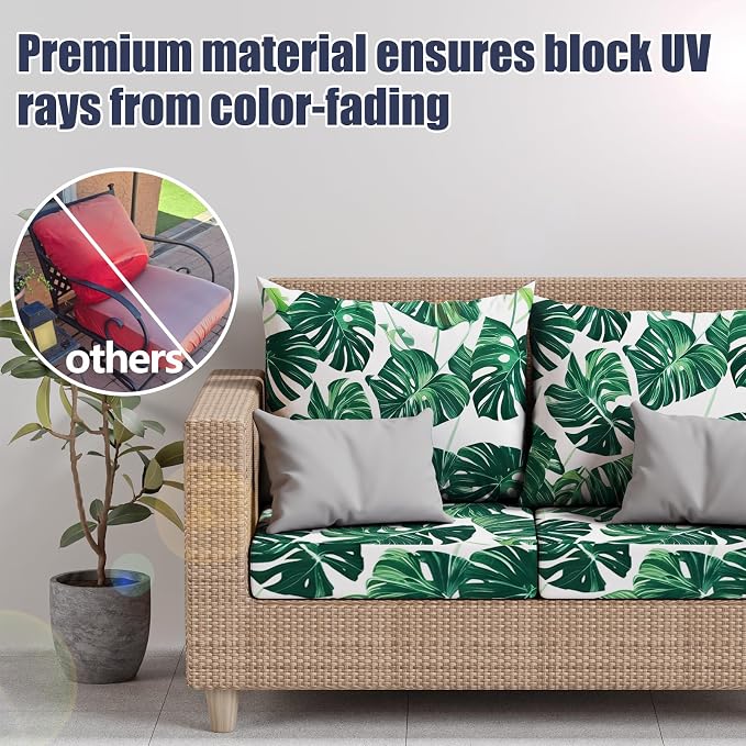 8Pcs Square Small Stretch Patio Cushion Covers, Couch & Sofa Replacement - Image 3