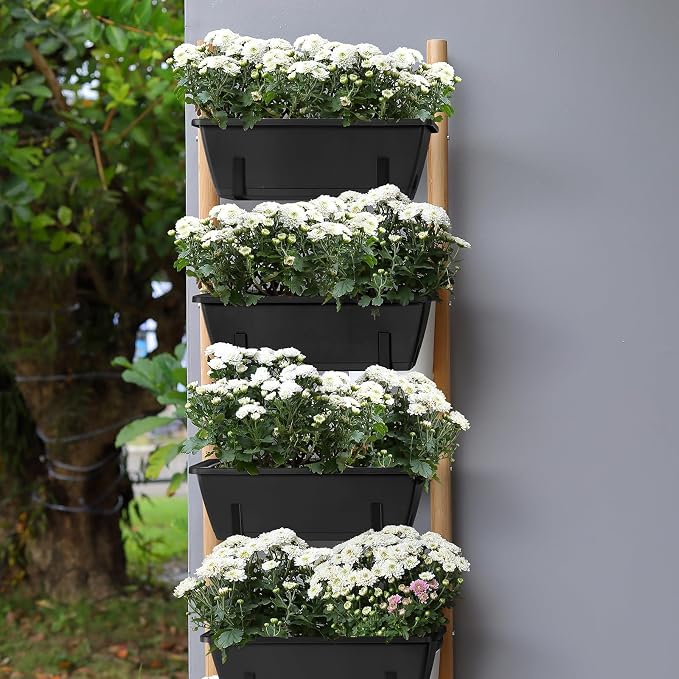 smusei 4 Pack Window Boxes Planters 17’’ Railing Planter Box - Image 6
