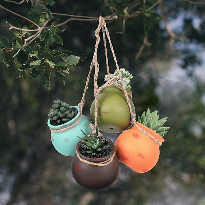 Yesland Ceramic Hanging Mini Flower Planters, Wall or Ceiling Mount - Image 5