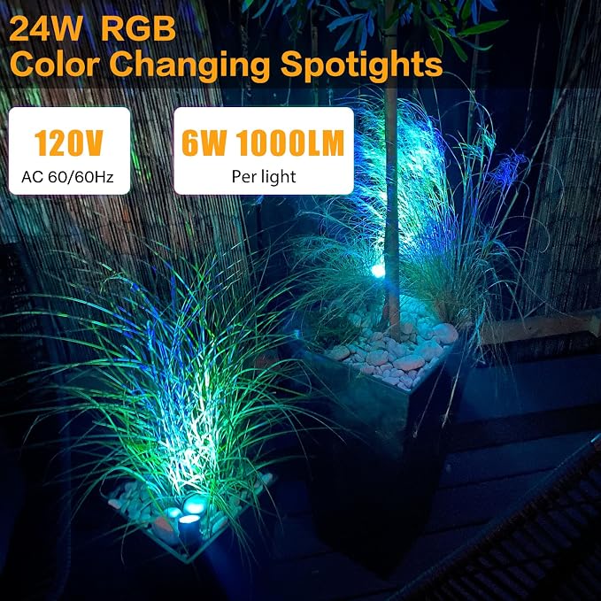 Landscape Lighting, 24W RGB Spot Lights Outdoor - Image 3