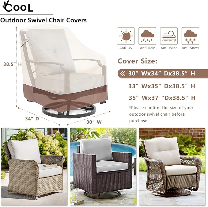 okcool Patio Swivel Chair Cover 4 Pack, Waterproof Heavy Duty Outdoor Chair - Image 2
