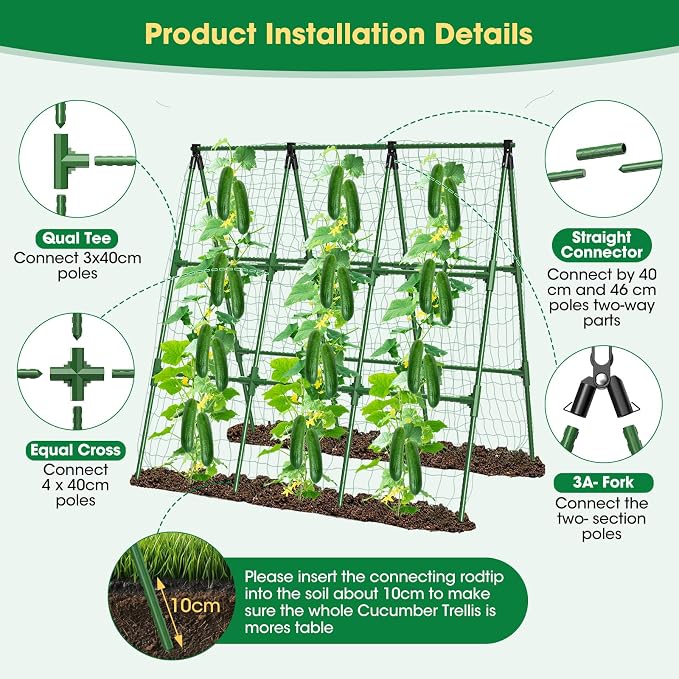 51" x 53" Cucumber Trellis for Raised Bed, A-Frame Garden Trellis for Climbing - Image 3