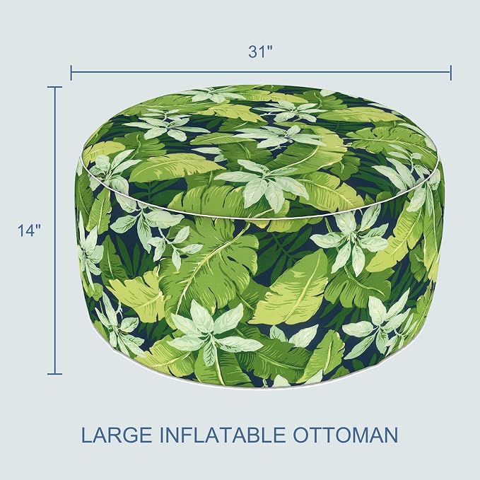 LVTXIII Indoor/Outdoor Extra Large Inflatable Ottoman Pouf D31 x H14 Inch - Image 3