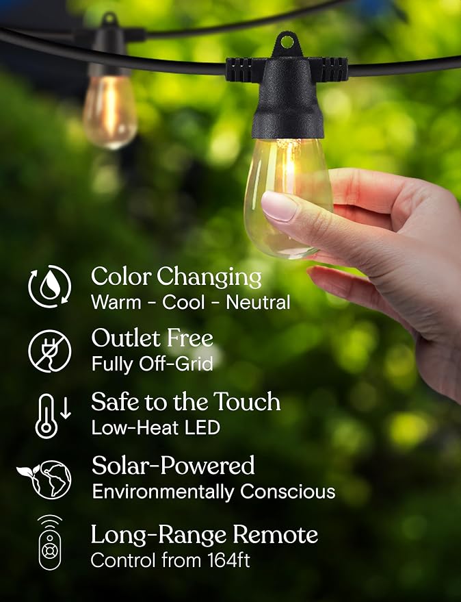 Brightech 104 FT Ambience Pro Solar Powered Outdoor LED String Lights - Image 6