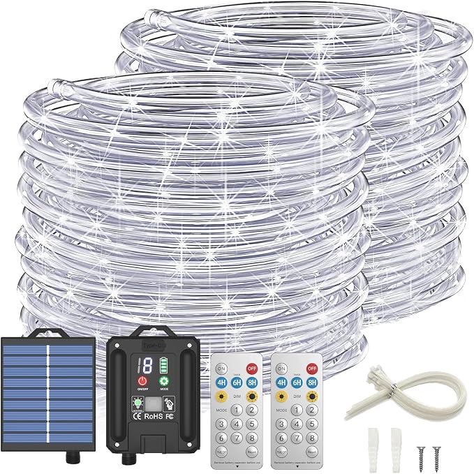 ICRGB Solar Rope Lights Outdoor, 132FT 400 LED Solar Rope Lights, IP67 by ICRGB