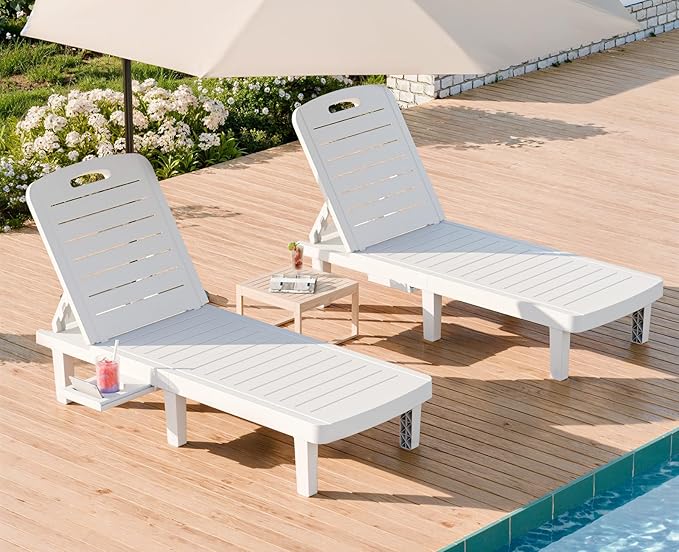 WACASA Outdoor Chaise Lounge Chairs Set of 2, Oversized Lounge Chairs by WACASA