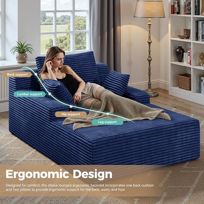 51'' Oversized Chaise Lounge Chair Indoor, Non-Assembly Deep Seat Sofa Bed - Image 3