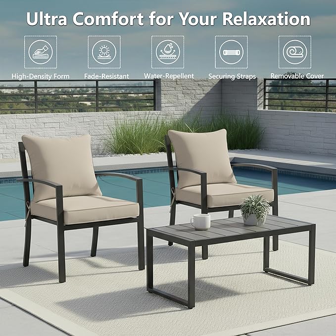 24x24 Inch Outdoor Chair Cushions Set of 2, Patio Furniture Cushions - Image 2