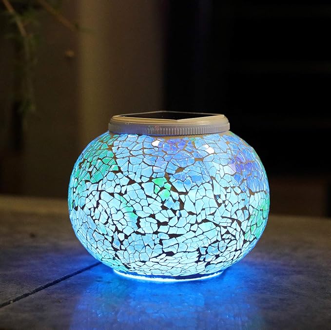 Color Changing Solar Powered Glass Mosaic Ball Led Garden Lights, Rechargeable by WSgift