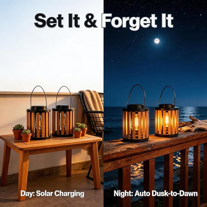 2 Pack Solar Lanterns Outdoor Waterproof Suitable - Image 2