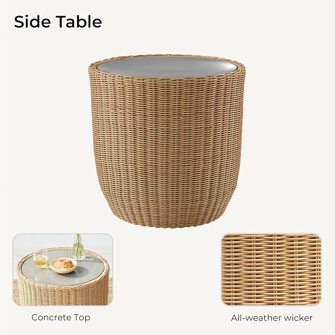 CHITA 3 Pieces Patio Wicker Furniture Set, Outdoor Rattan Bistro Set - Image 8
