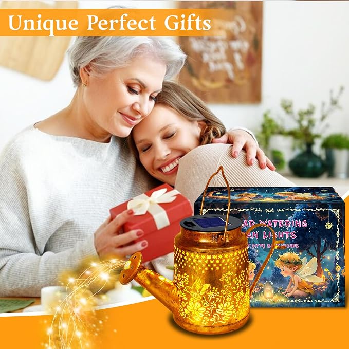 Solar Powered Hummingbird with Flowers Watering Can Lights Waterproof Outdoor - Image 4