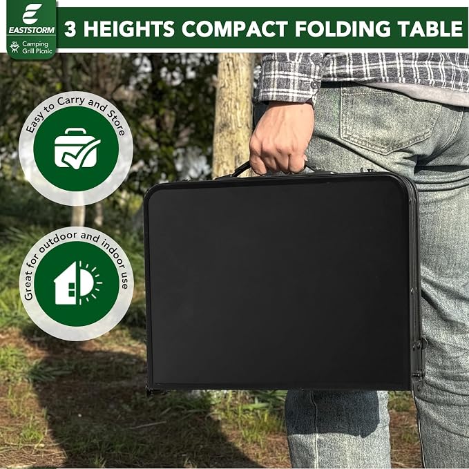 Small Metal Folding Table 3 Adjustable Heights, 23.6''×15.7''×27'' Heavy-Duty - Image 5