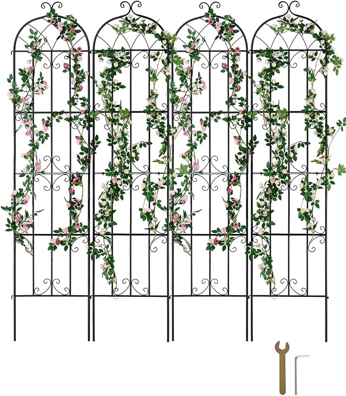 VEVOR Garden Trellis for Climbing Plants, 87 x 20 in, 4 Packs Rustproof Metal by VEVOR