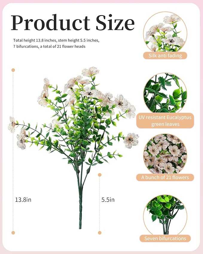JAKY-Global Faux Flowers for Outdoor Planters 16 Bundles UV Resistant - Image 6