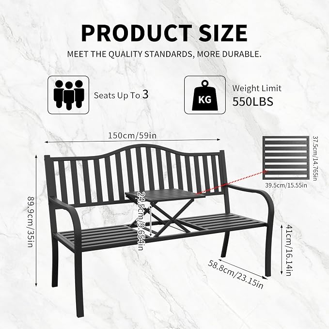 YLGJ&TIDY 50 Inches Garden Benches - Image 2
