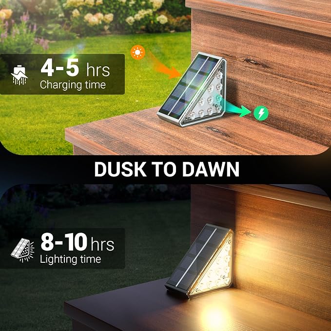 NIORSUN Solar Stair Lights Outdoor Waterproof IP67, 6 Pack Solar Step Lights - Image 6