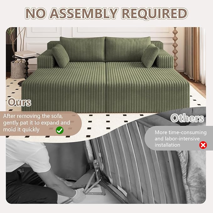 ODUWA Oversized Double Chaise Lounges Indoor, Upholstered Boneless Cloud - Image 7