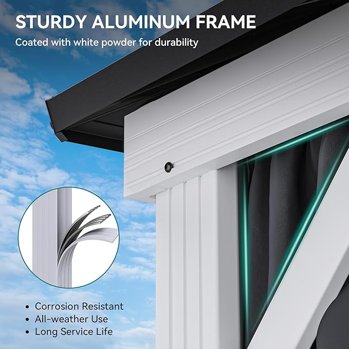 YITAHOME 10X10FT Hard Top Metal White Gazebo Patios Double Roof Canopy Aluminum - Image 7