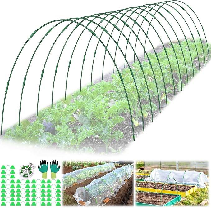 60 Pcs Garden Hoops for Raised Beds, 12 Sets Greenhouse Hoops Grow Tunnel by LifeisLuck