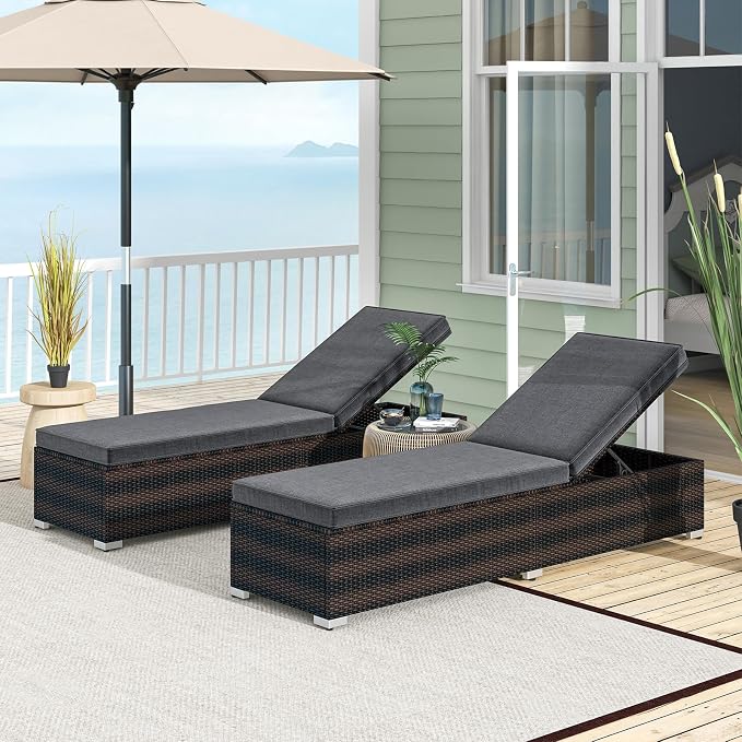 Tangkula Outdoor Chaise Lounge, Patio Wicker Lounge Chair w/ 4-Level Backrest - Image 8
