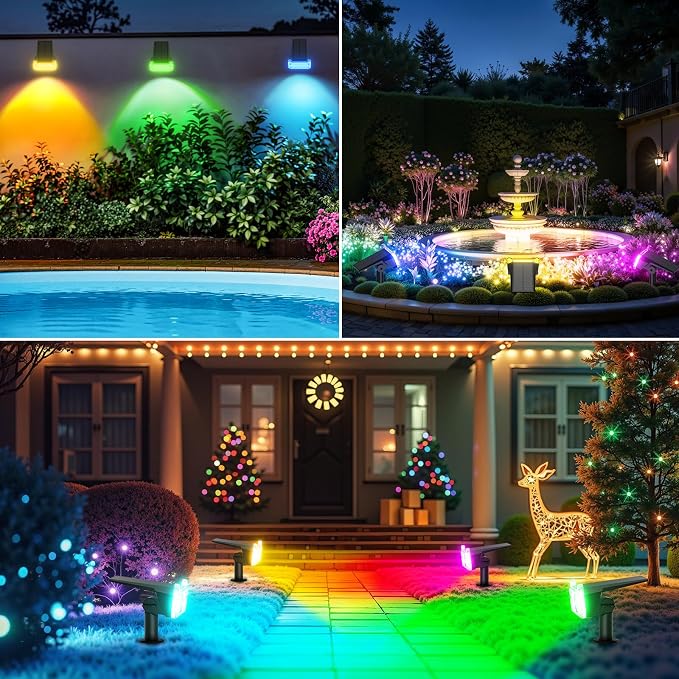 WdtPro Solar Color Changing Spot Lights, 8 Lighting Modes Solar Lights Outdoor - Image 3